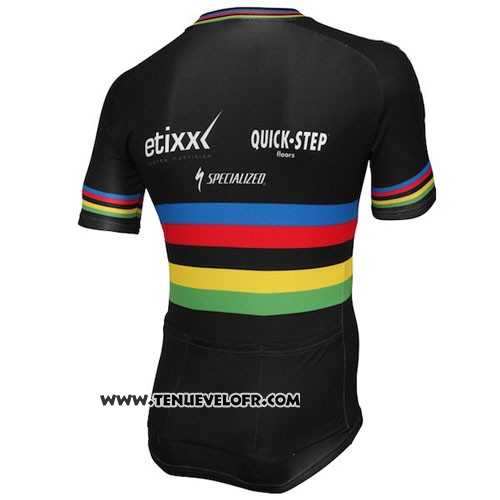 2016 Maillot Ciclismo UCI Mondo Champion Lider Quick Step Noir Manches Courtes et Cuissard